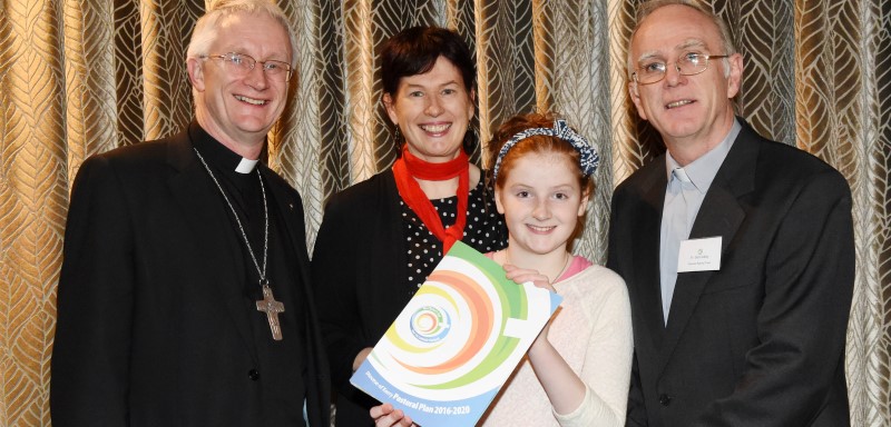 Bishop Ray Browne with Meabh Kieran McDonagh, Dr. Patricia Kieran of Mary Immaculate College, Limerick and Fr Ger Godley at the launch of the Be Christ's Joy Diocese of Kerry Pastoral Plan 2016-2020 at The Malton, Killarney on Monday.Photo by Michelle Cooper Galvin