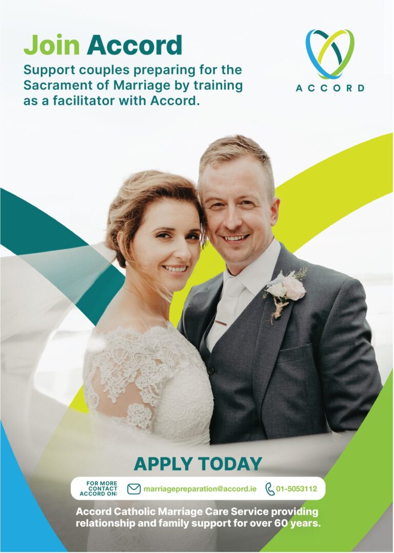 A poster titled "Join Accord", with an image of a couple getting married